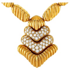 Boucheron 18 Karat Yellow Gold 1.50 Carat Diamond Necklace