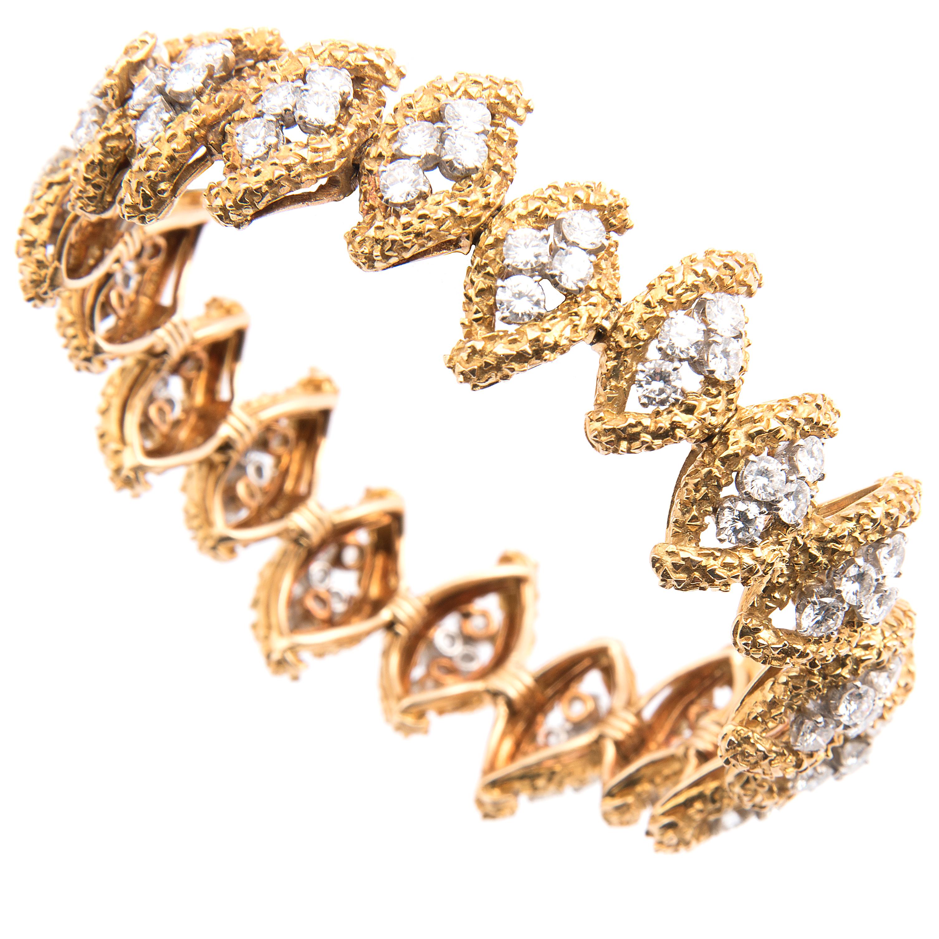 Boucheron 18k Yellow Gold and Diamond Bracelet For Sale