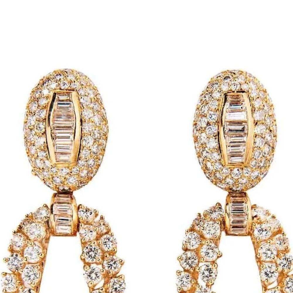 Mixed Cut Boucheron 18K Yellow Gold and Diamond Day and Night Earrings For Sale