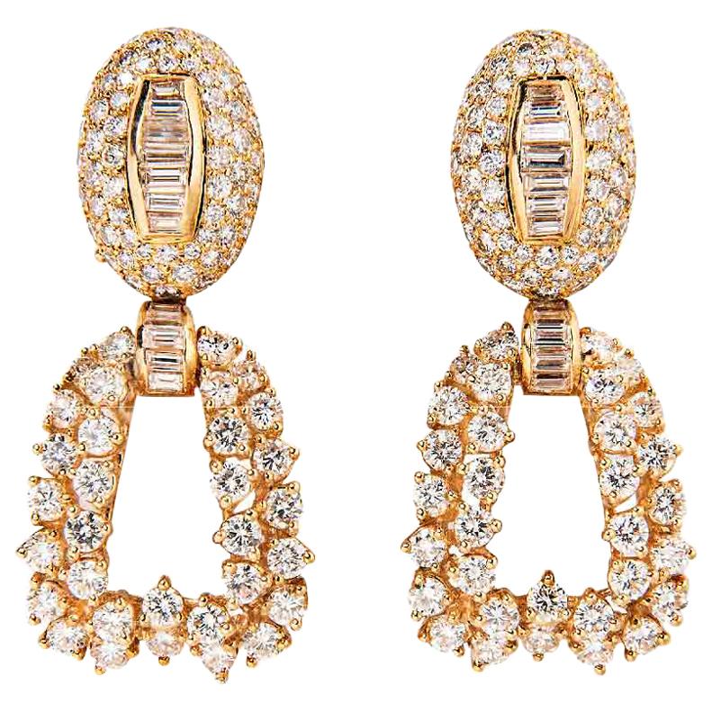 Boucheron 18 Karat Yellow Gold and Diamond Day and Night Earrings