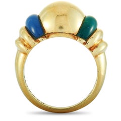 Boucheron 18K Yellow Gold Carnelian and Chrysoprase Ring