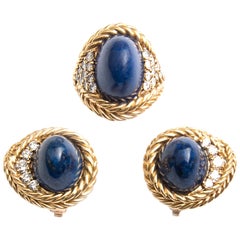 Boucheron Gold, Diamant und Lapis Lazuli Ring und Ohrringe Set
