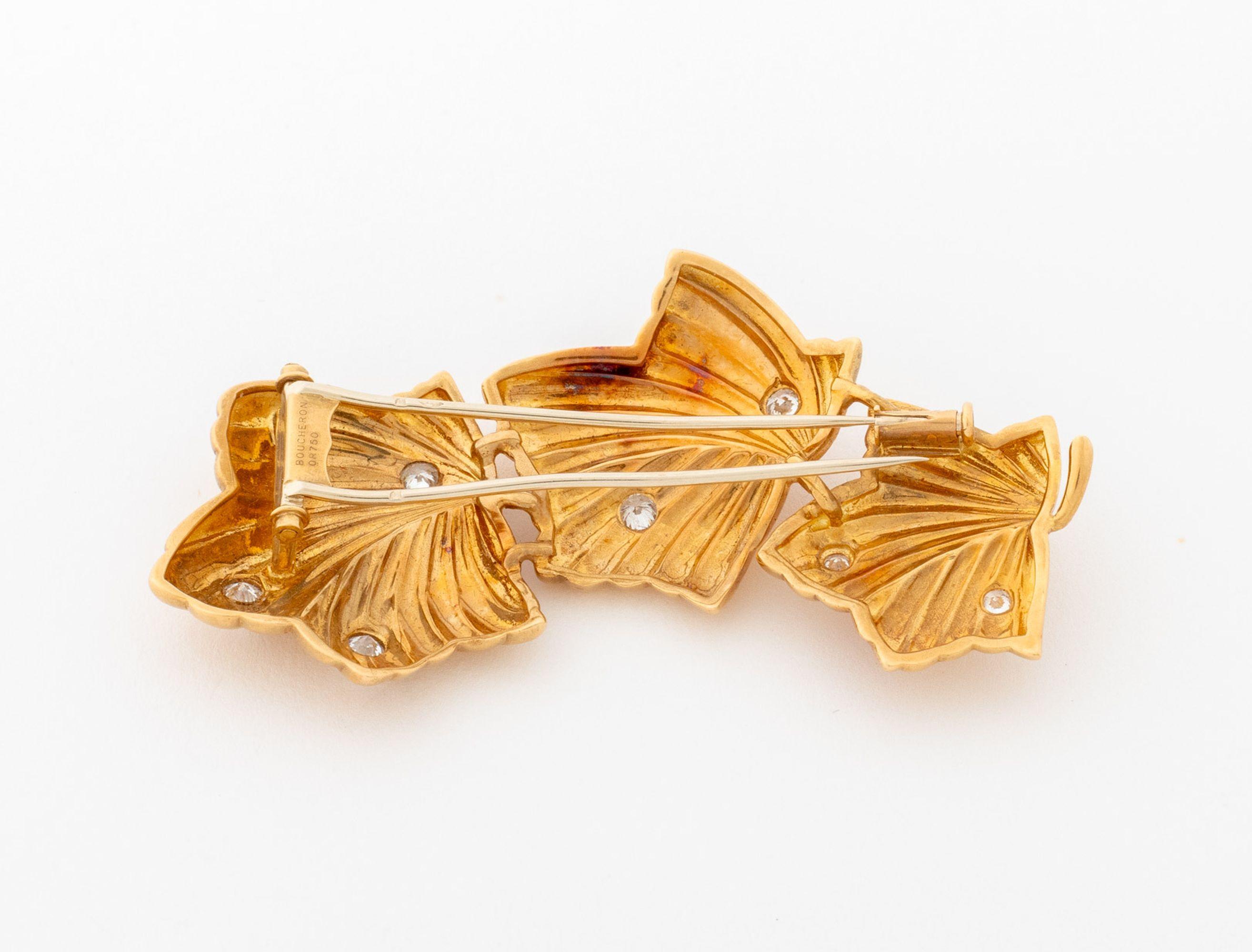 Boucheron Broche en or jaune 18K avec diamants Unisexe en vente