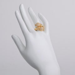 Boucheron 18 Karat Yellow Gold and Diamond Double Finial Ring