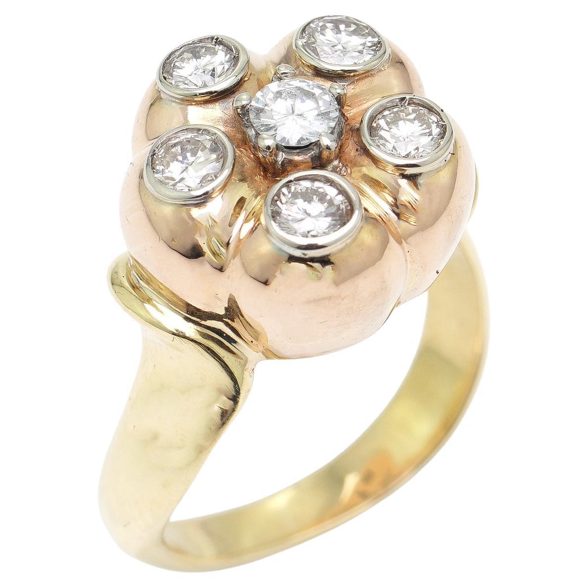 Boucheron 18kt. Rose and Yellow Gold Ladies Ring with Diamonds