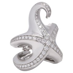Boucheron 18kt. white gold starfish ring set with graduating brilliant diamonds 
