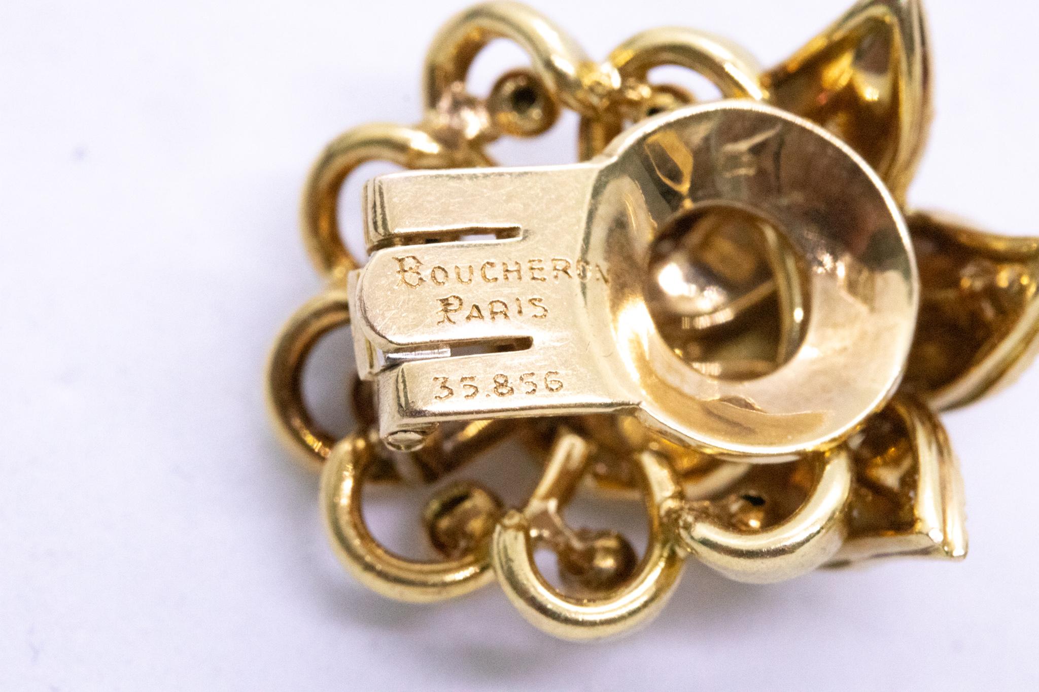 Boucheron 1940 Paris Rare Art Deco Retro Clip Earrings in Solid 18Kt Yellow Gold 2