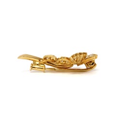 Boucheron 1960s Flower Pin with Blue Sapphire and Diamonds in 18 Karat Gold