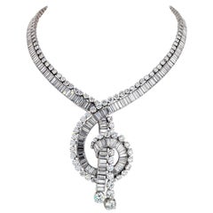 Boucheron 1960s Platinum 111 Carat Magnificent Musical Note Diamond Necklace
