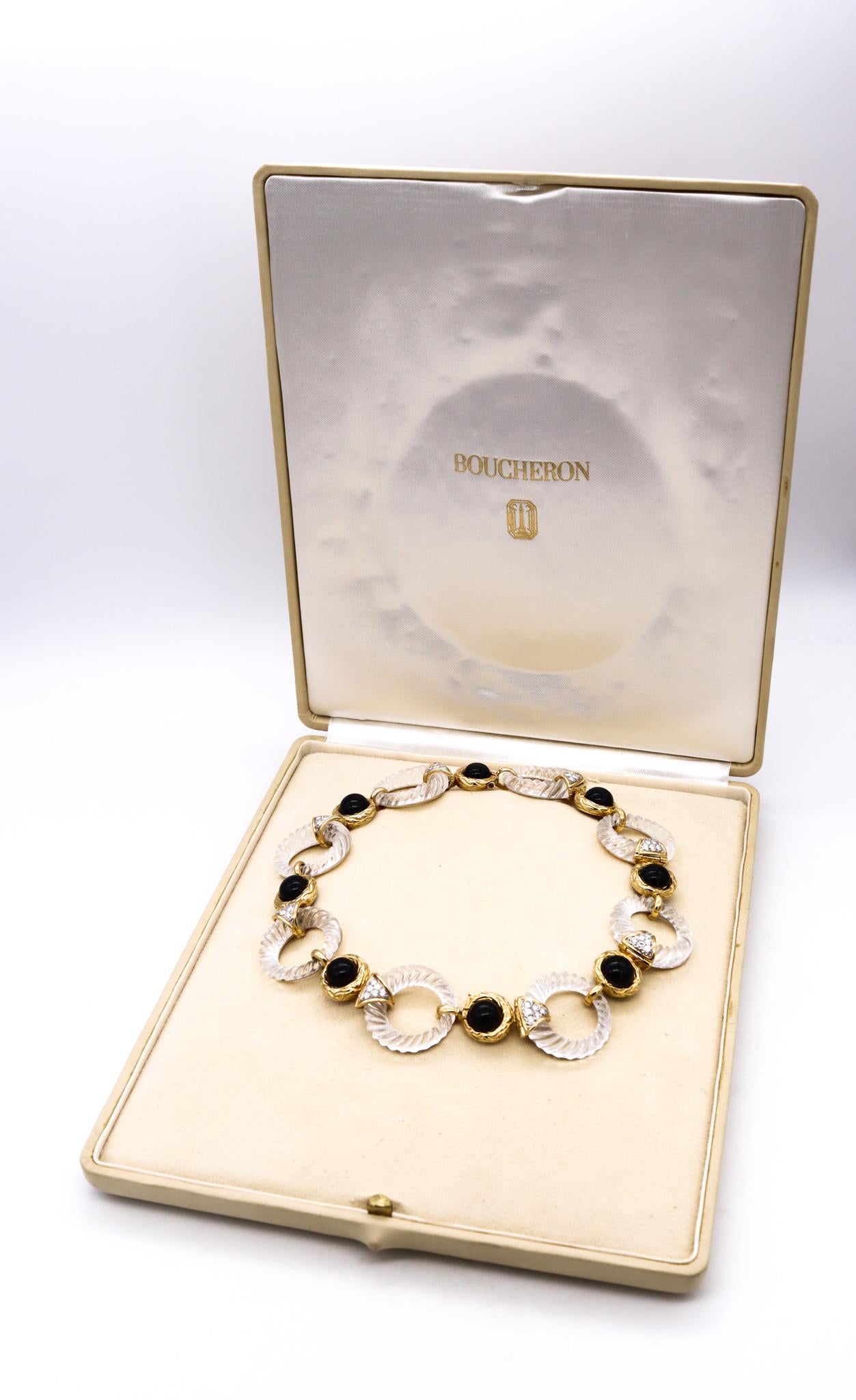 Mixed Cut Boucheron 1970 Paris Convertible Necklace Bracelets 18Kt 48.84 Diamonds & Quartz For Sale