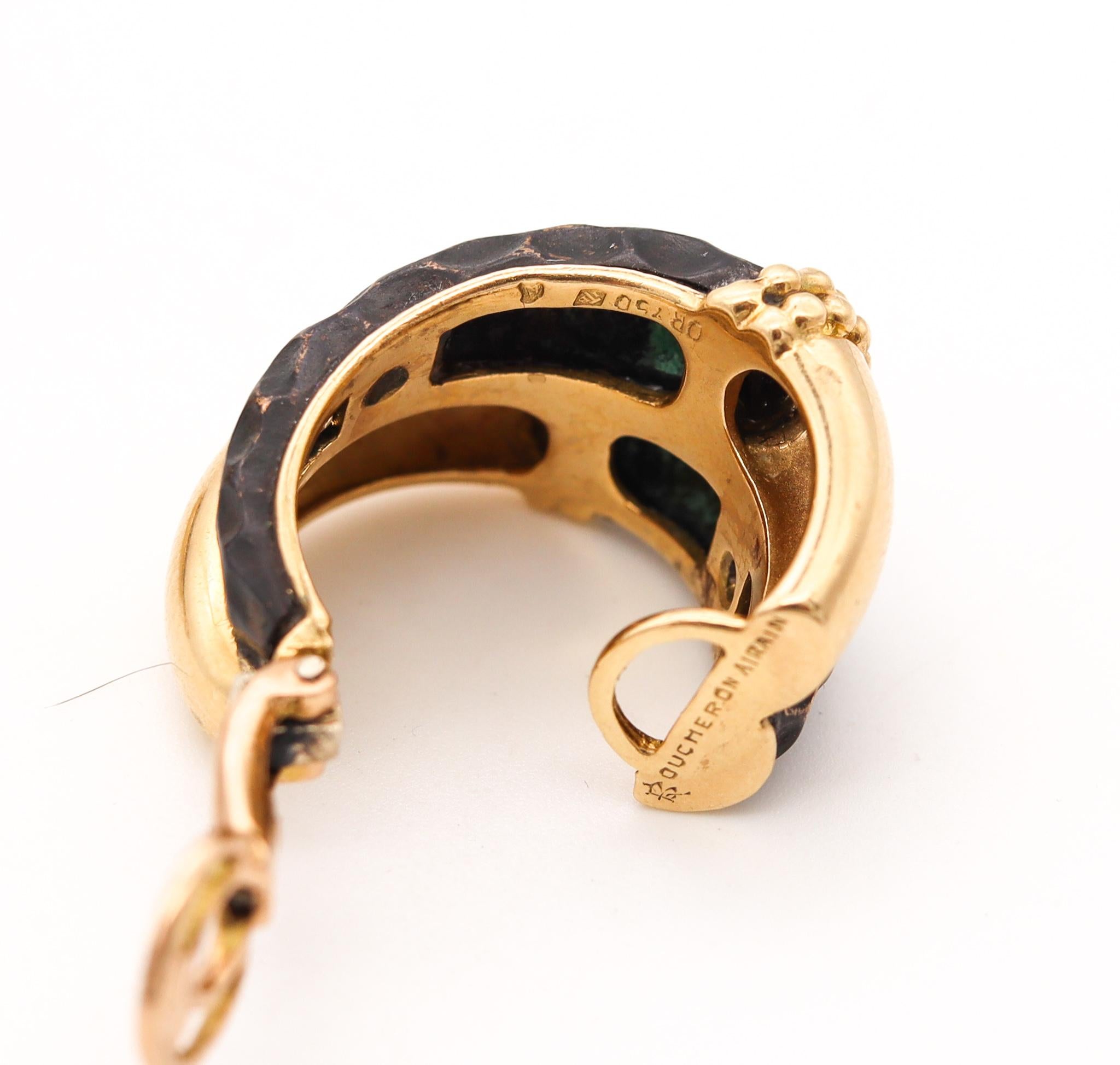 Women's Boucheron 1970 Paris Modernism Clip Earrings In 18Kt Gold with Patinated Airain