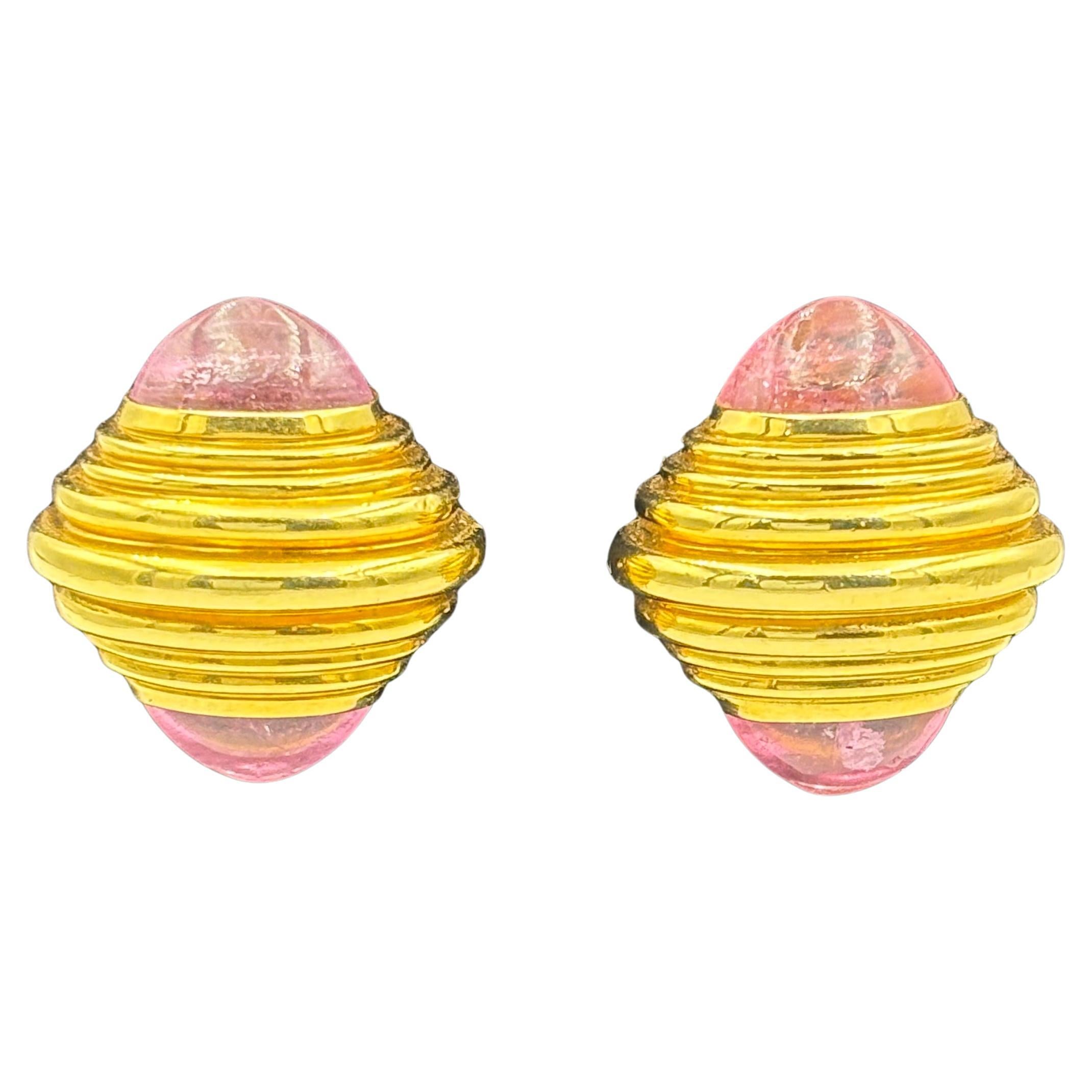 Boucheron 1980s 18k gold and tourmaline earrings For Sale
