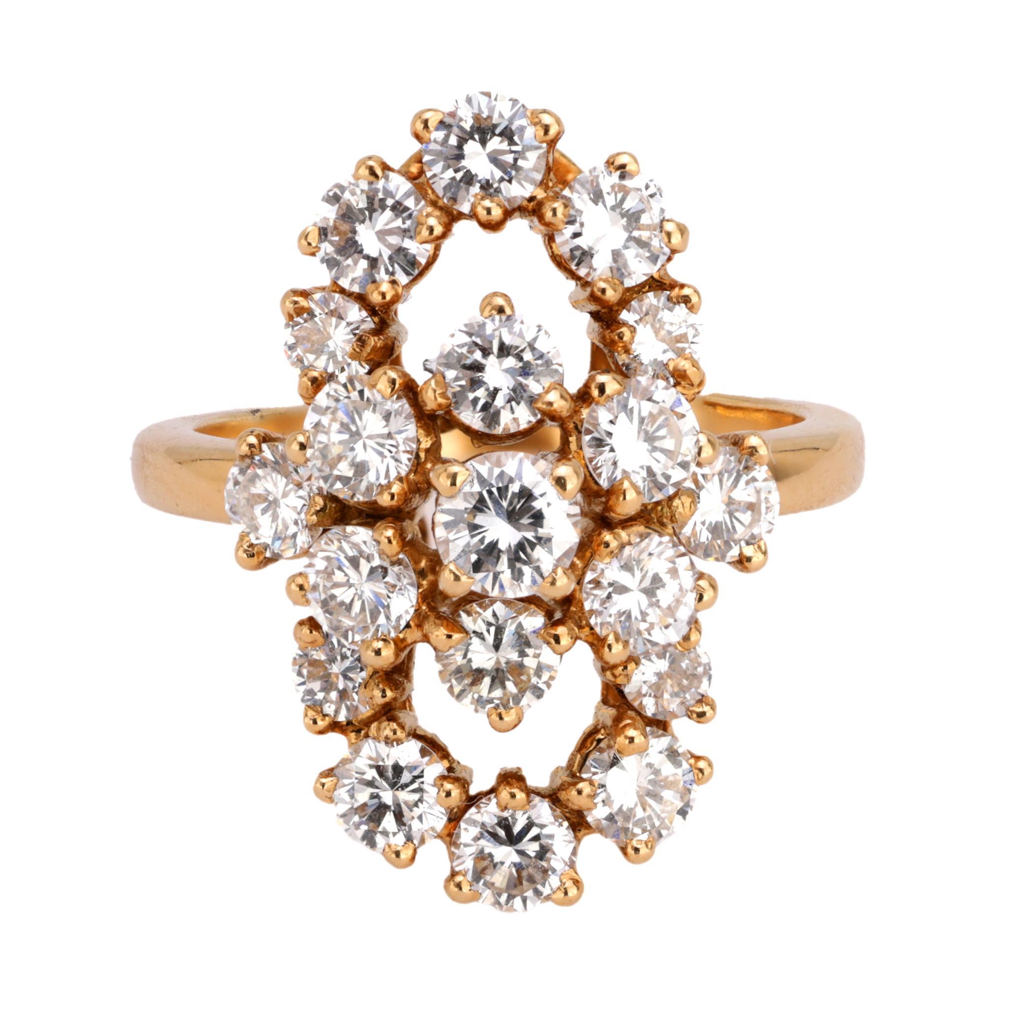 Boucheron 2.10 carat total weight diamond 18k yellow gold ring In Excellent Condition In Beverly Hills, CA