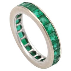 Boucheron 2.31 ct émeraude bague d'éternité vintage or blanc 18k