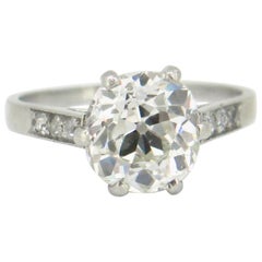 Vintage Boucheron 3.02 Carat European Cut Diamond Engagement Solitaire Platinum Ring