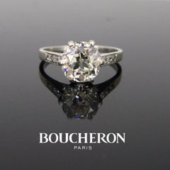 Boucheron Anello di fidanzamento solitario in platino con diamante taglio europeo da 3,02 carati