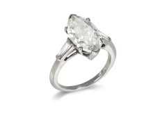 Boucheron 3.04 carat Marquise Shape Diamond Ring, French, Circa 1950