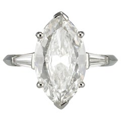 Boucheron 3.04 carat Marquise Shape Diamond Ring, French, Circa 1950