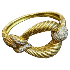 Boucheron Bracciale Cocktail Oro 18 Kt 3.5 Ct Diamante /Cuffia Estate 68Gm