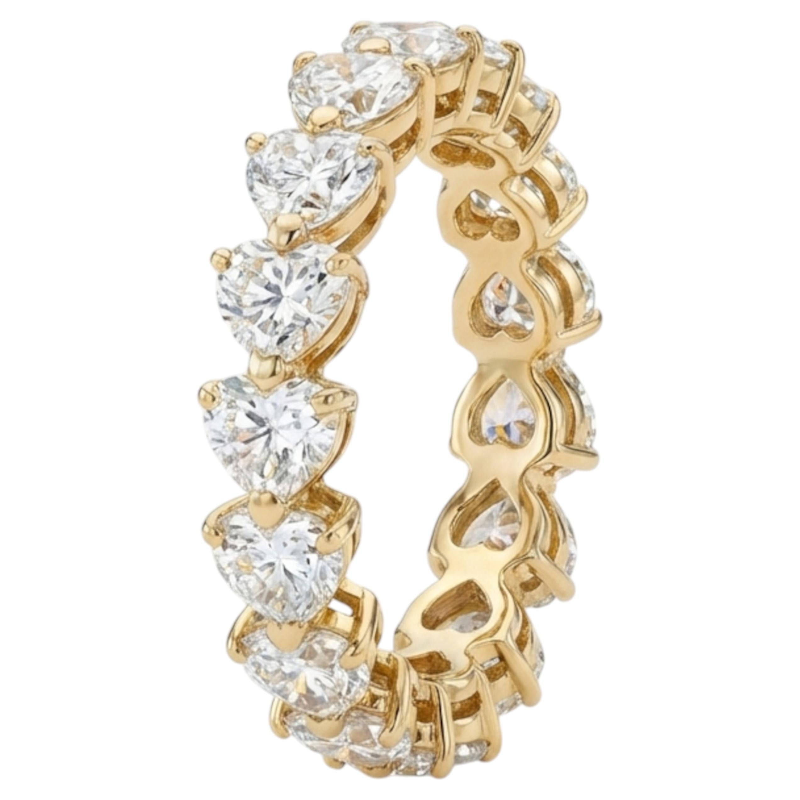Boucheron 5.55 Carat Heart Shape Diamond Band Ring 18K Yellow Gold For Sale