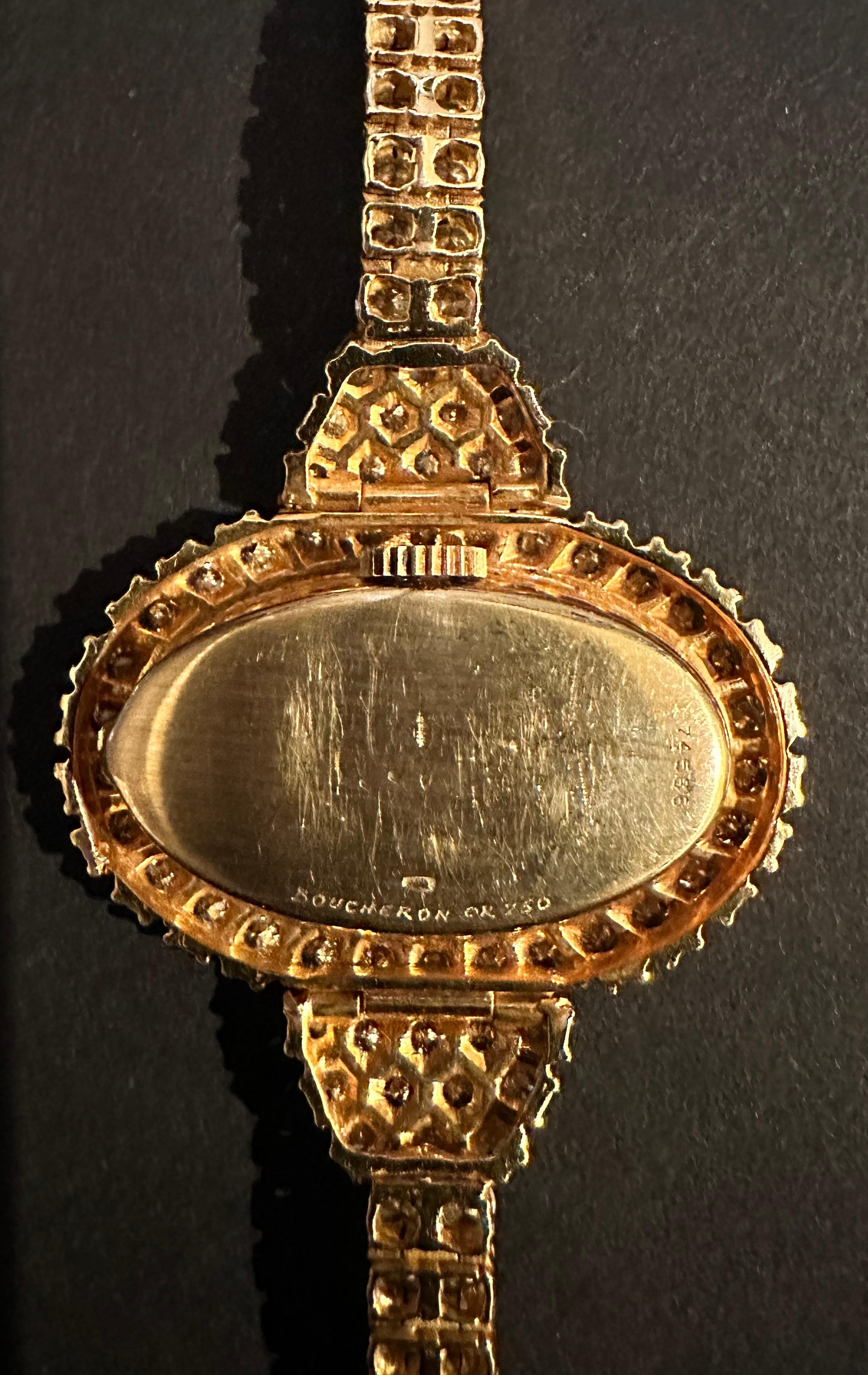 Mid-Century Modern Boucheron 7.75 Diamond and 18K Gold Ladies Watch For Sale