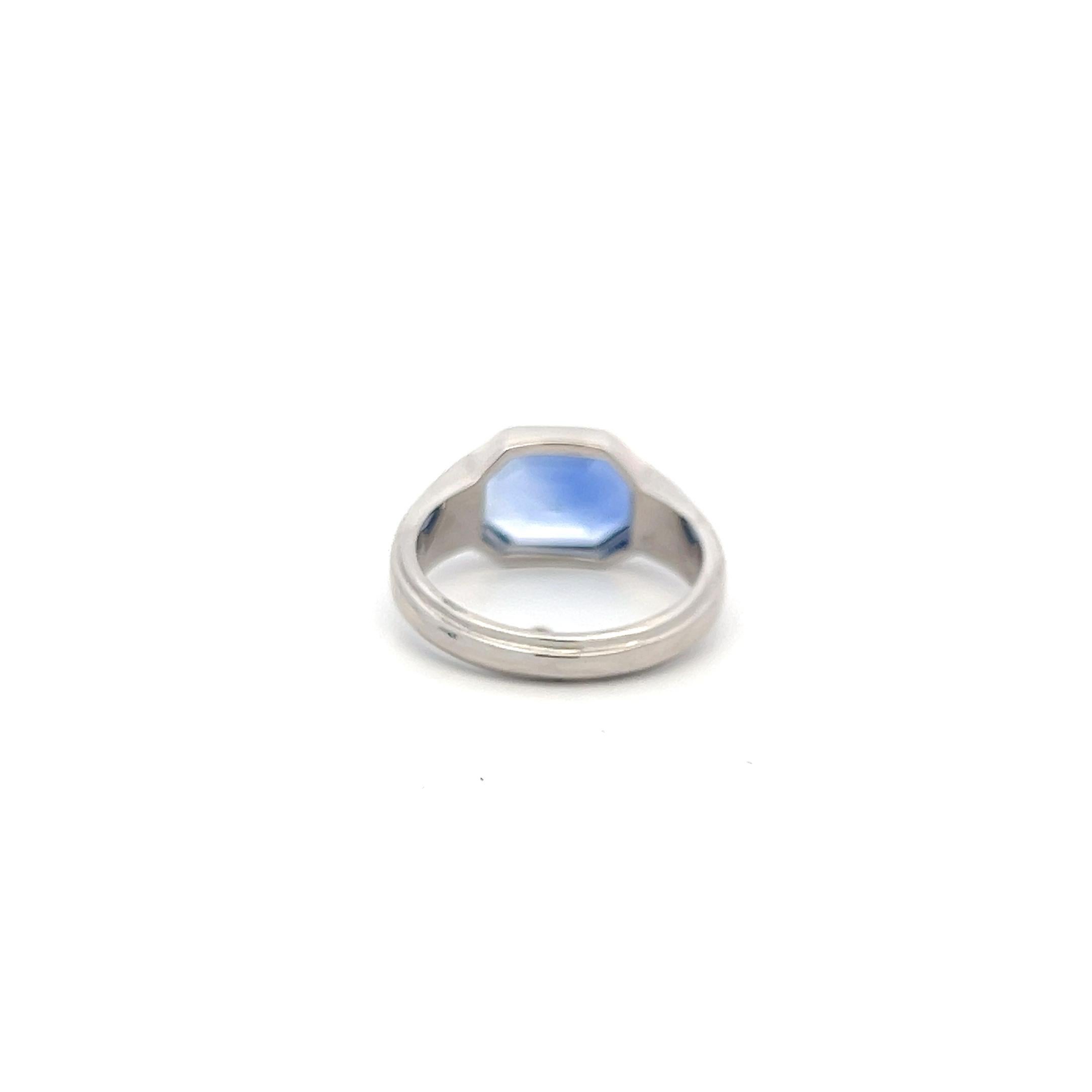 Hexagon Cut Boucheron 9.5-7.8MM HEXA Sapphire 18 Karat White Gold Gems Stone Ring For Sale