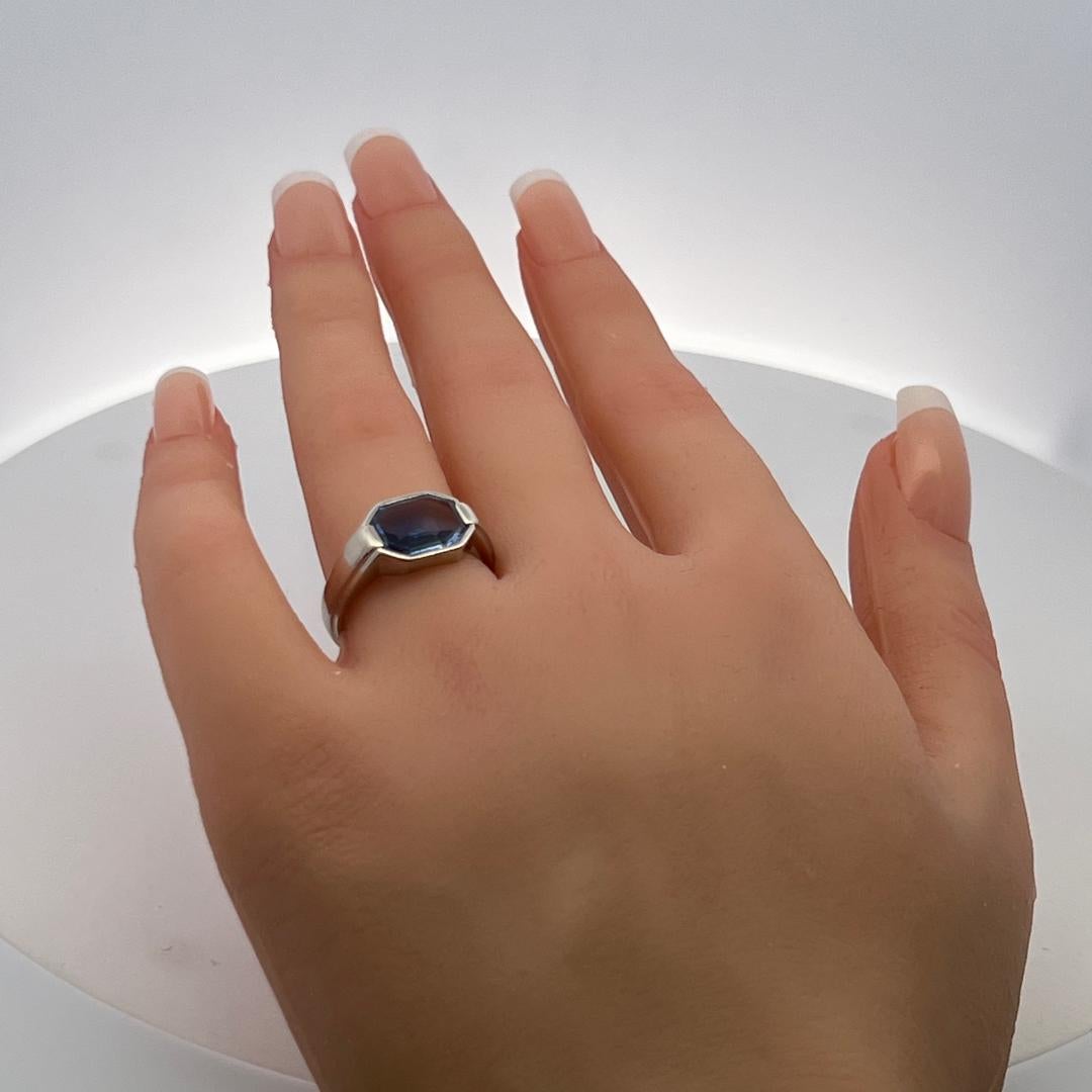 Boucheron 9.5-7.8MM HEXA Sapphire 18 Karat White Gold Gems Stone Ring For Sale 3