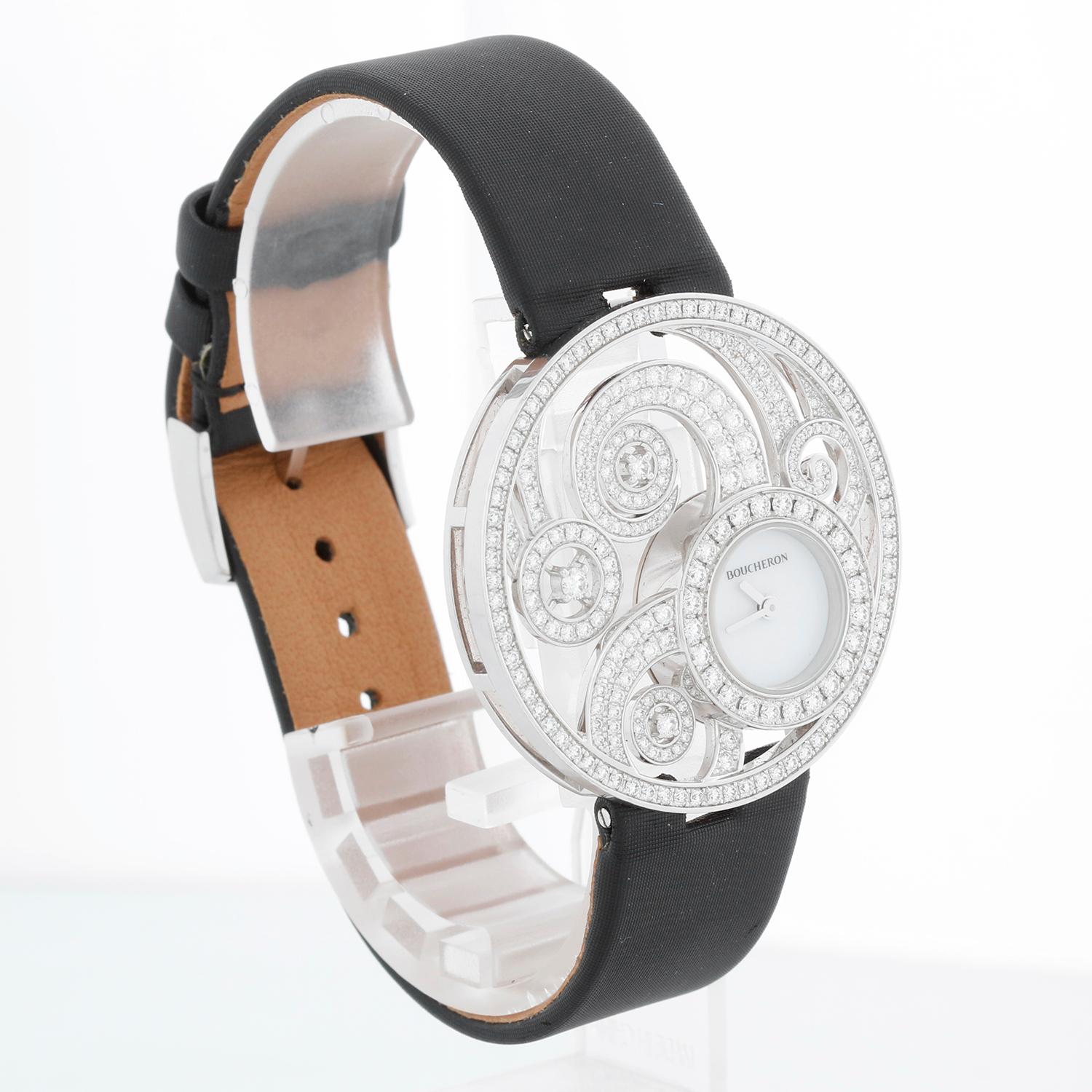 Boucheron Ajouree Volutee Ladies Diamond 18K White Gold Watch WA017301 im Zustand „Hervorragend“ im Angebot in Dallas, TX