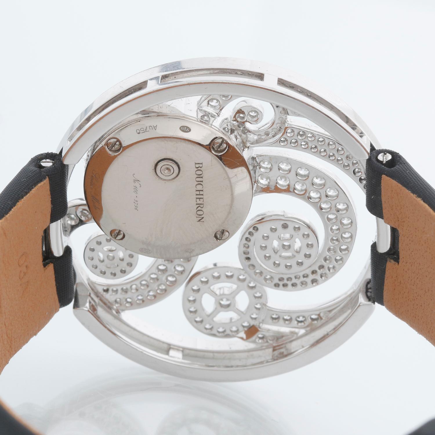 Boucheron Ajouree Volutee Ladies Diamond 18K White Gold Watch WA017301 im Angebot 1