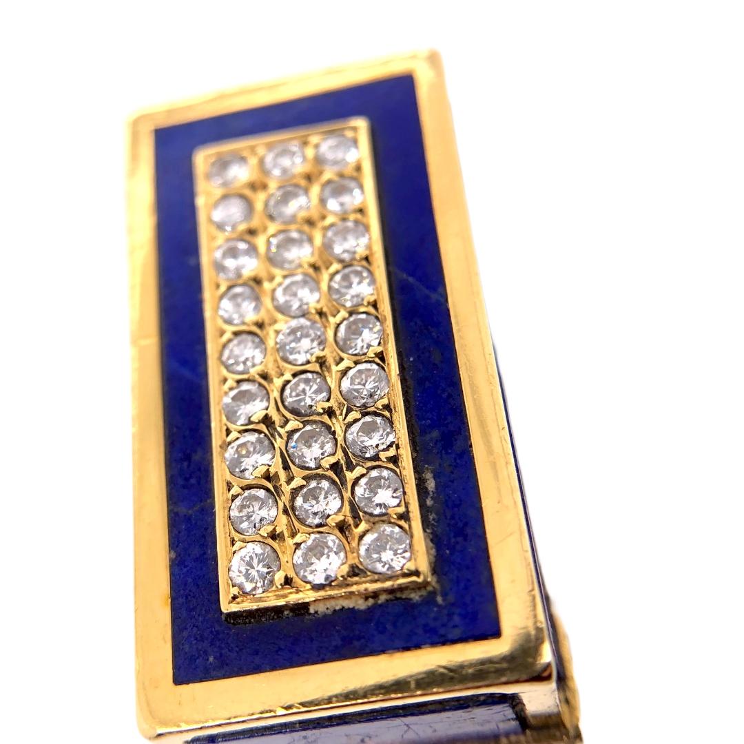 Boucheron Lapis Diamond Pen and Lighter in 18 Karat Yellow Gold, circa 1980 For Sale 7