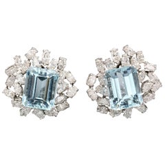 Boucheron Aquamarine Diamond and Platinum Earrings