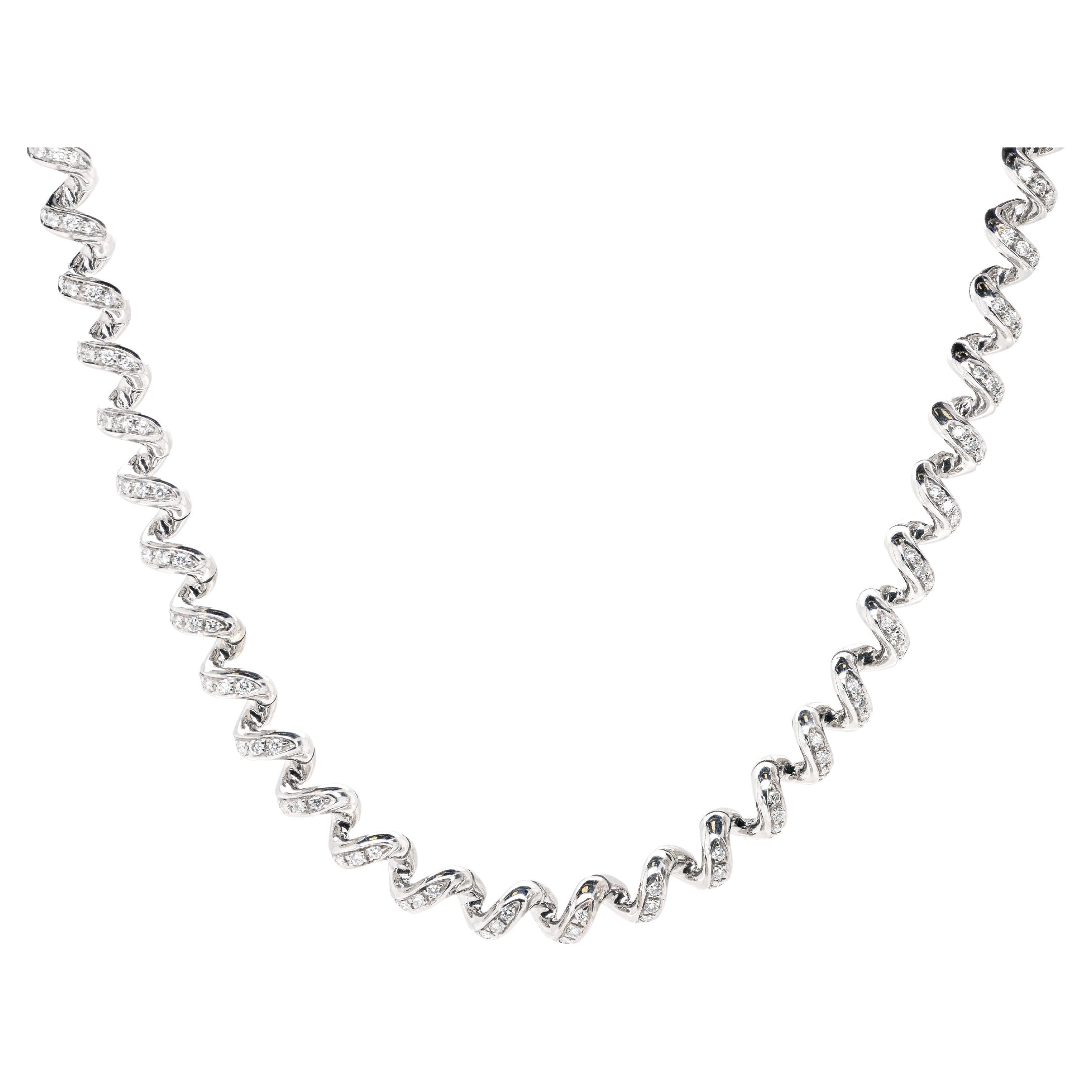 Boucheron 'Arabesques' 18 Carat White Gold Diamond Necklace For Sale