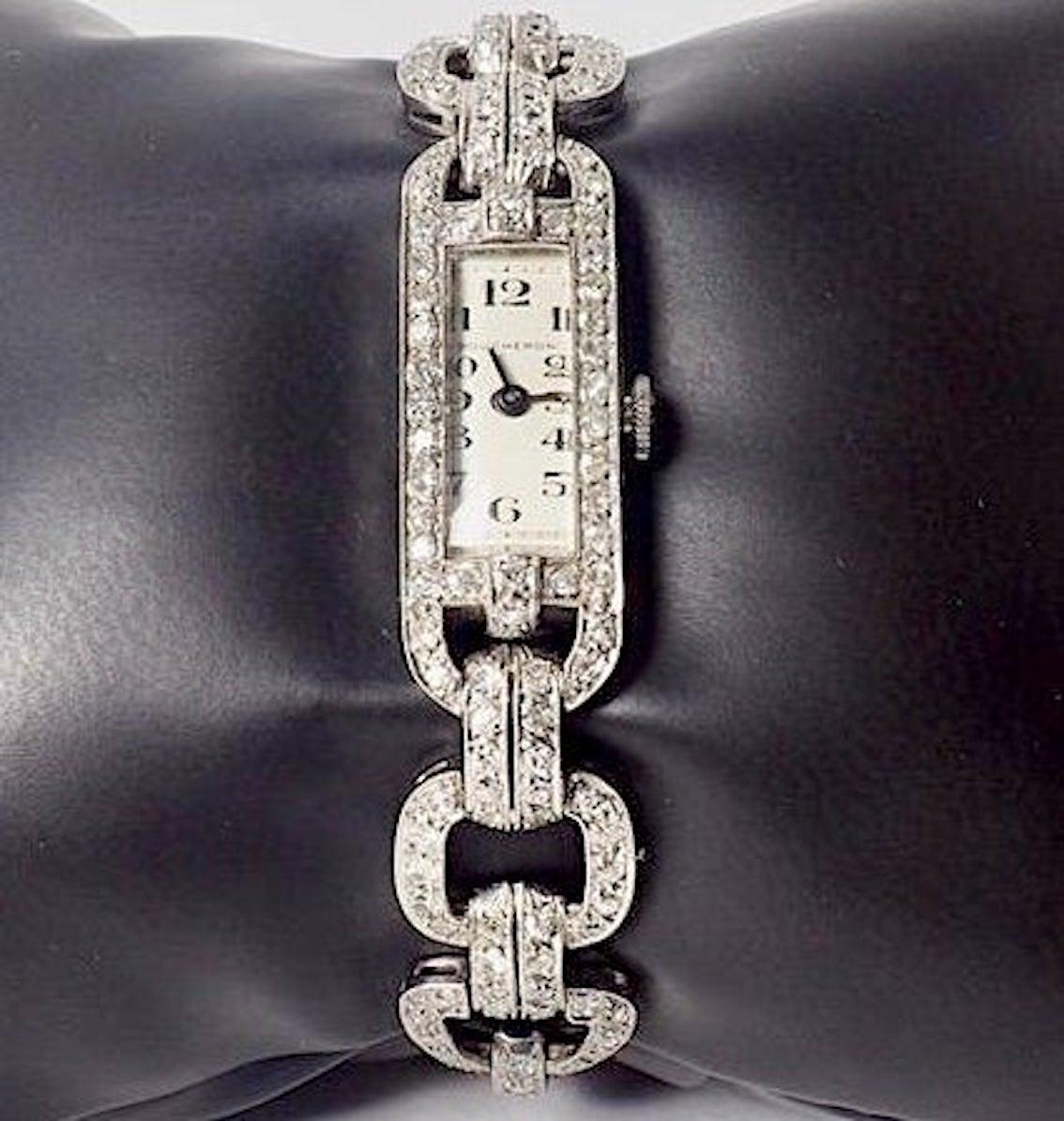 Boucheron Art Deco Platinum and Diamond Watch 2.50 Carat In Good Condition In London, GB