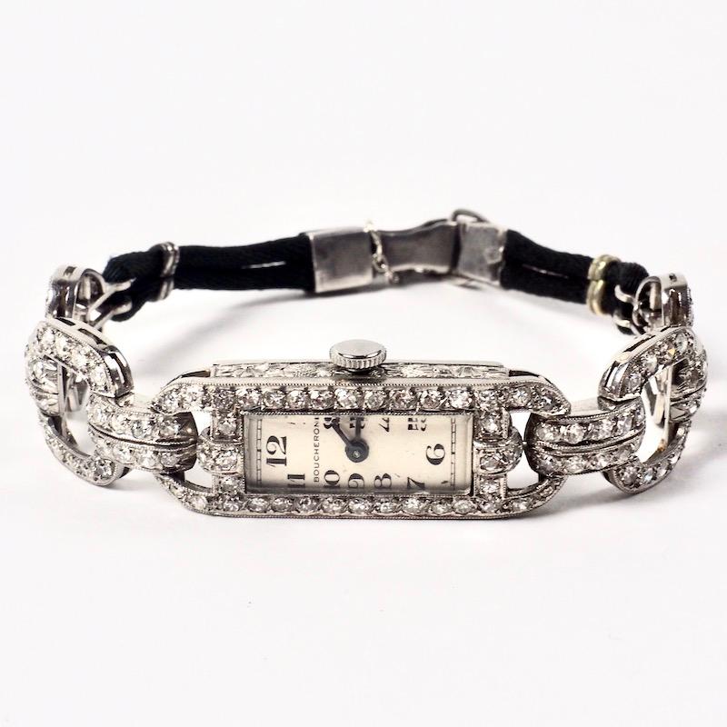 Boucheron Art Deco Platinum and Diamond Watch 2.50 Carat 1