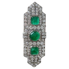 Boucheron Art Deco Platinum, Emerald and Diamond Brooch