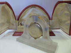 Boucheron Art Deco Rock Crystal, Yellow Gold, Pearl, Enamel Desk Clock in Box