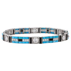 Boucheron Art Deco Turquoise and Diamond Bracelet