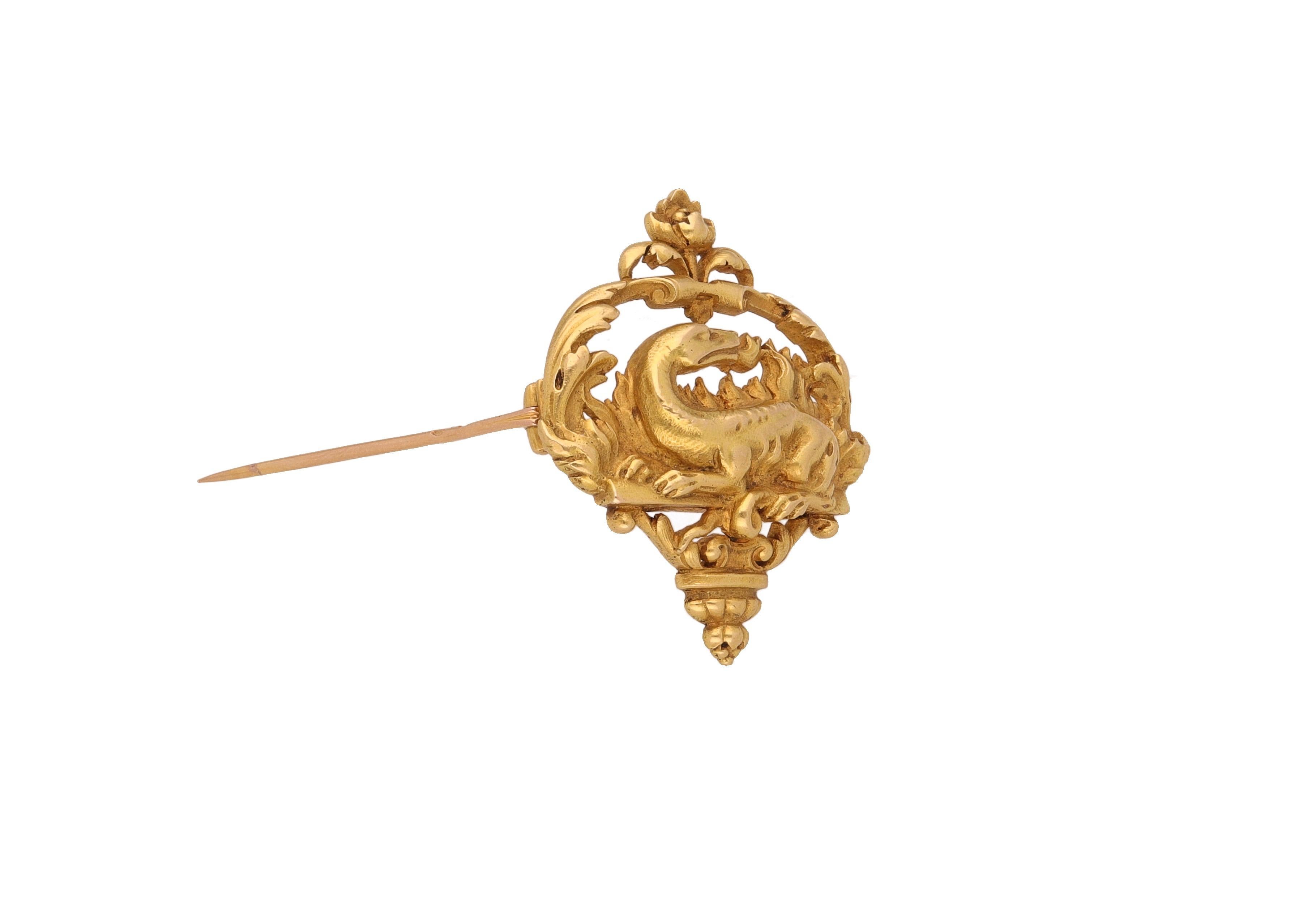 Boucheron Art Nouveau 18 Karat, Yellow Gold Animal Brooch 1