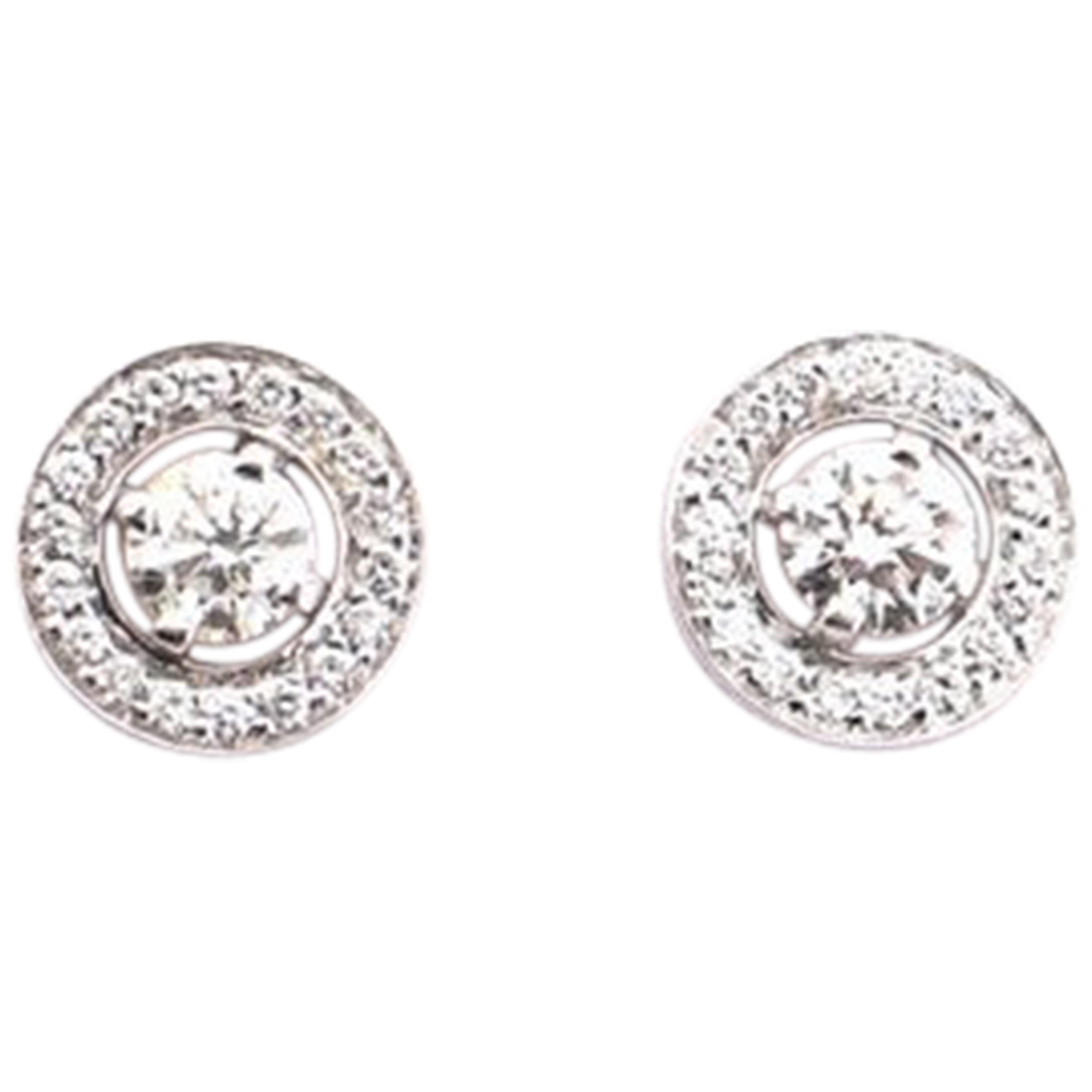 Boucheron Ava Round Stud Earrings 18 Karat White Gold with Diamonds