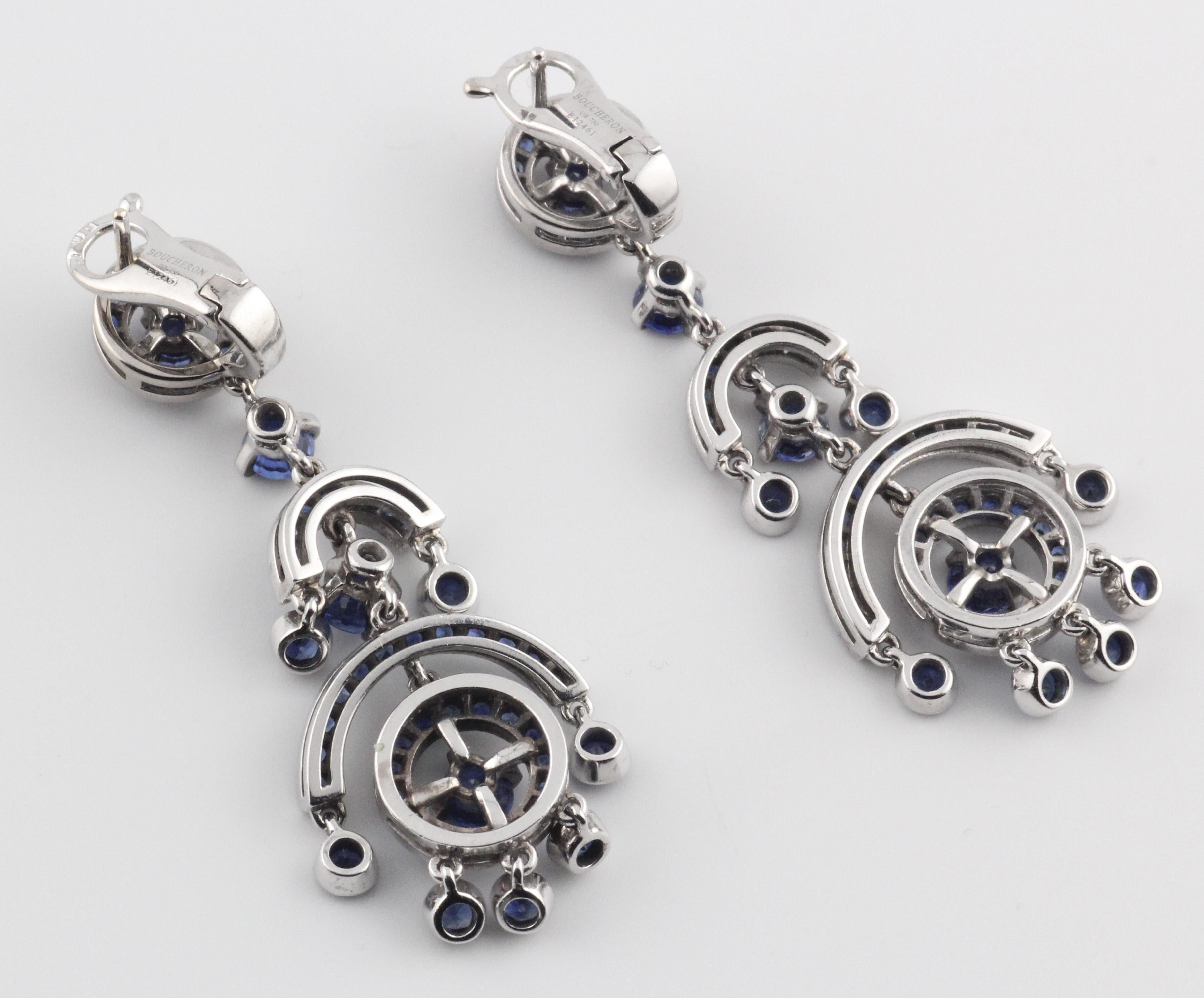 Boucheron Ava Sapphire 18k White Gold Chandelier Earrings For Sale 1