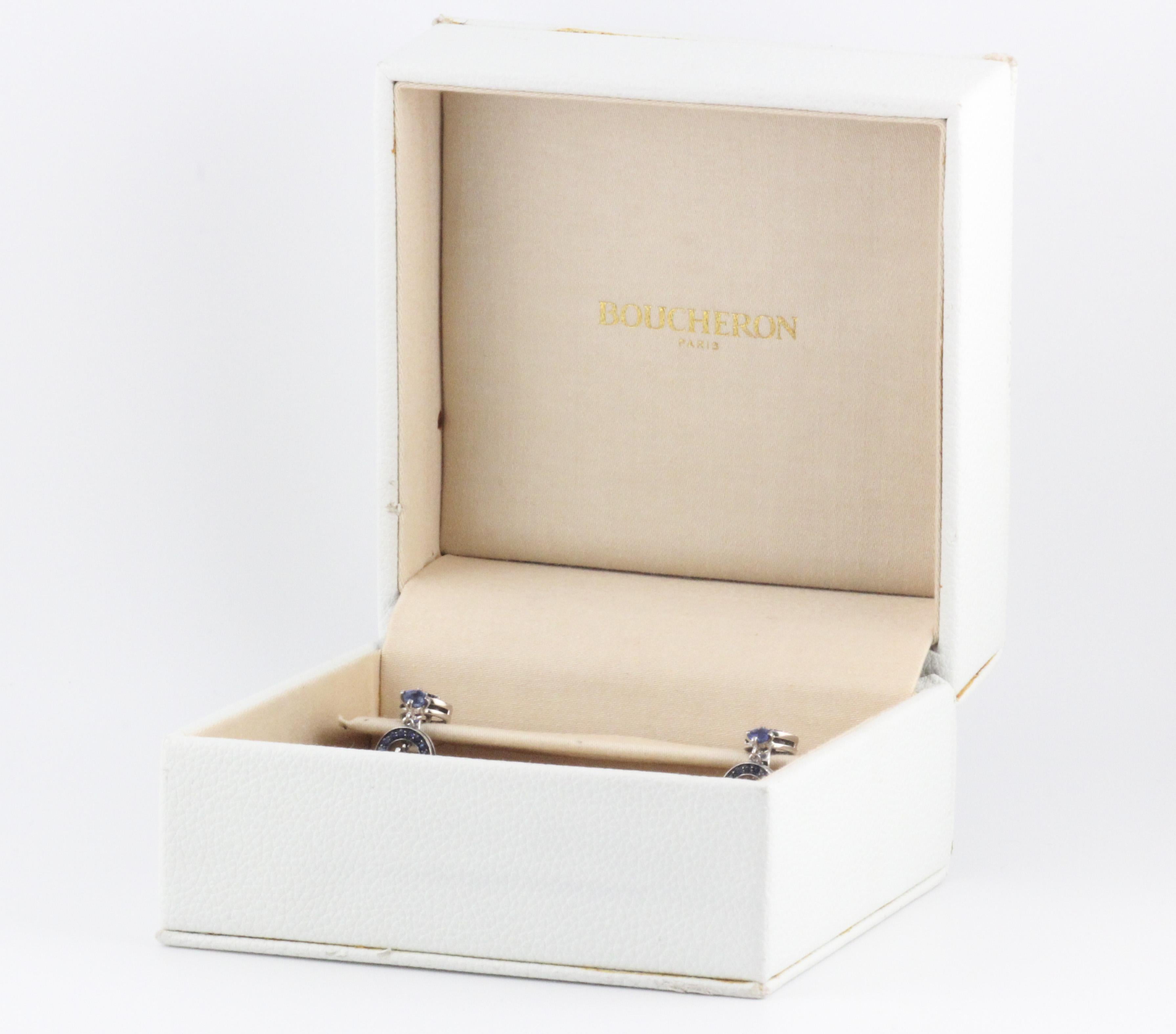 Boucheron Ava Sapphire 18k White Gold Chandelier Earrings For Sale 2