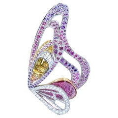Boucheron Bouquet d'Ailes 18K Gold Sapphire Diamond Butterfly Brooch