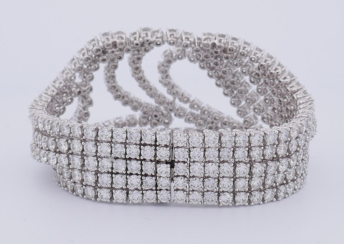 Women's Boucheron Bracelet 18k White Gold Diamond Estate Jewelry For Sale