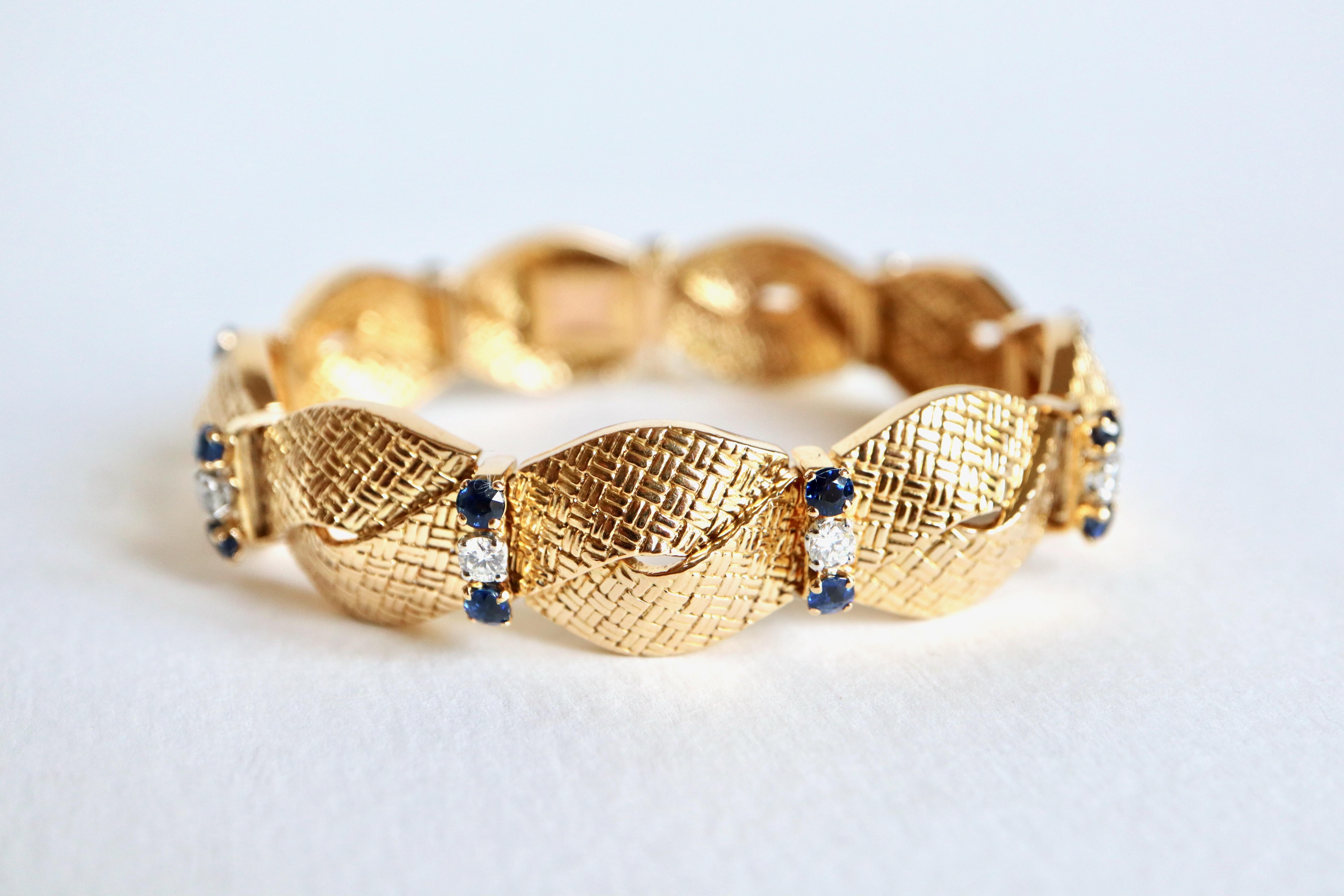 Bracelet Boucheron, saphirs et diamants, circa 1960, or jaune 18 carats en vente 5