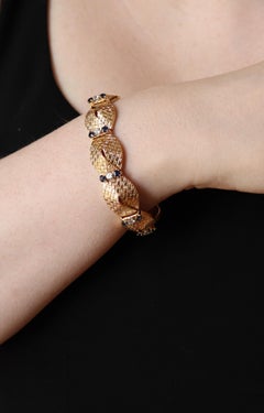 Boucheron Bracelet Sapphires and Diamonds circa 1960 in 18 Carat Yellow Gold