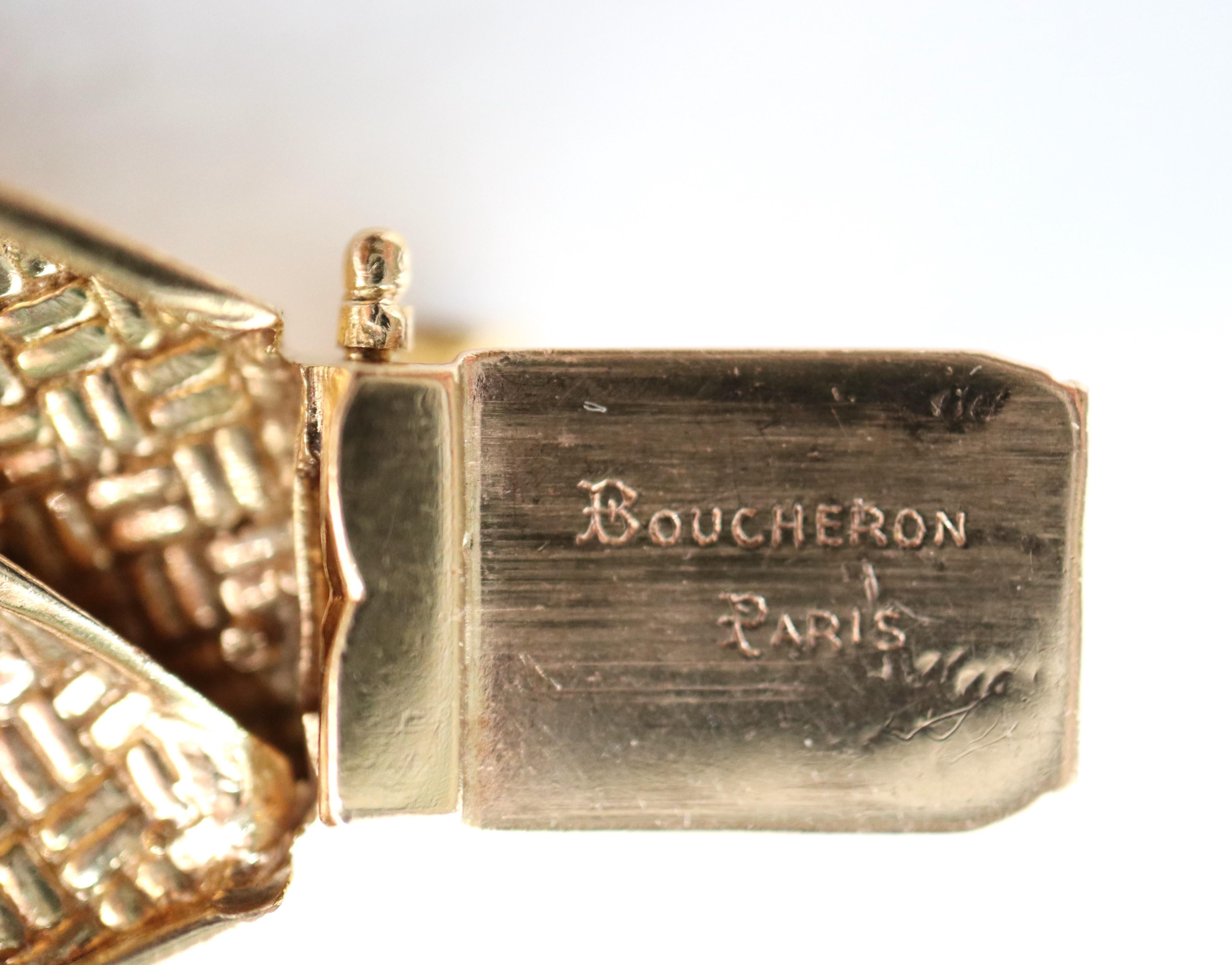 Bracelet Boucheron, saphirs et diamants, circa 1960, or jaune 18 carats Pour femmes en vente