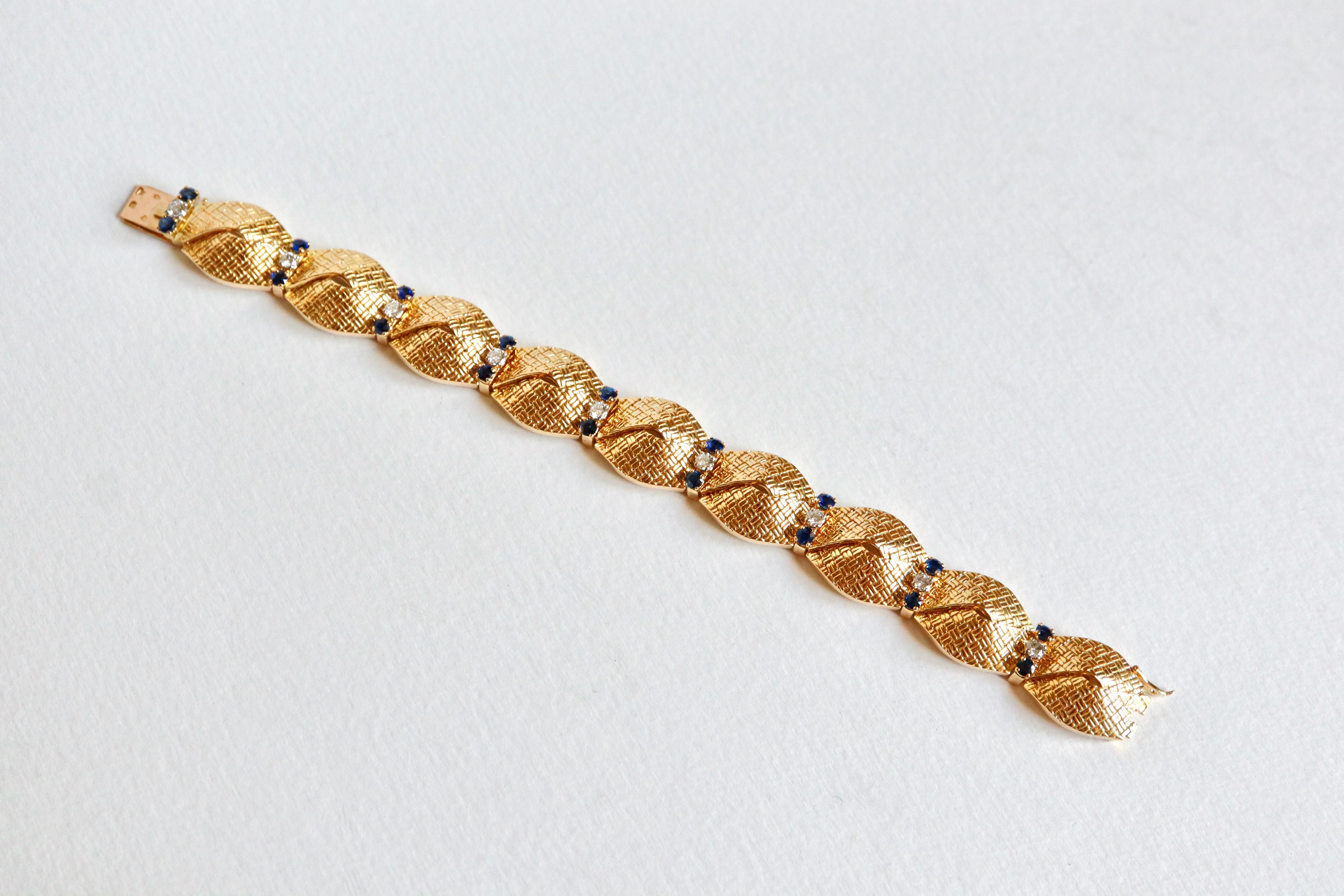 Bracelet Boucheron, saphirs et diamants, circa 1960, or jaune 18 carats en vente 2