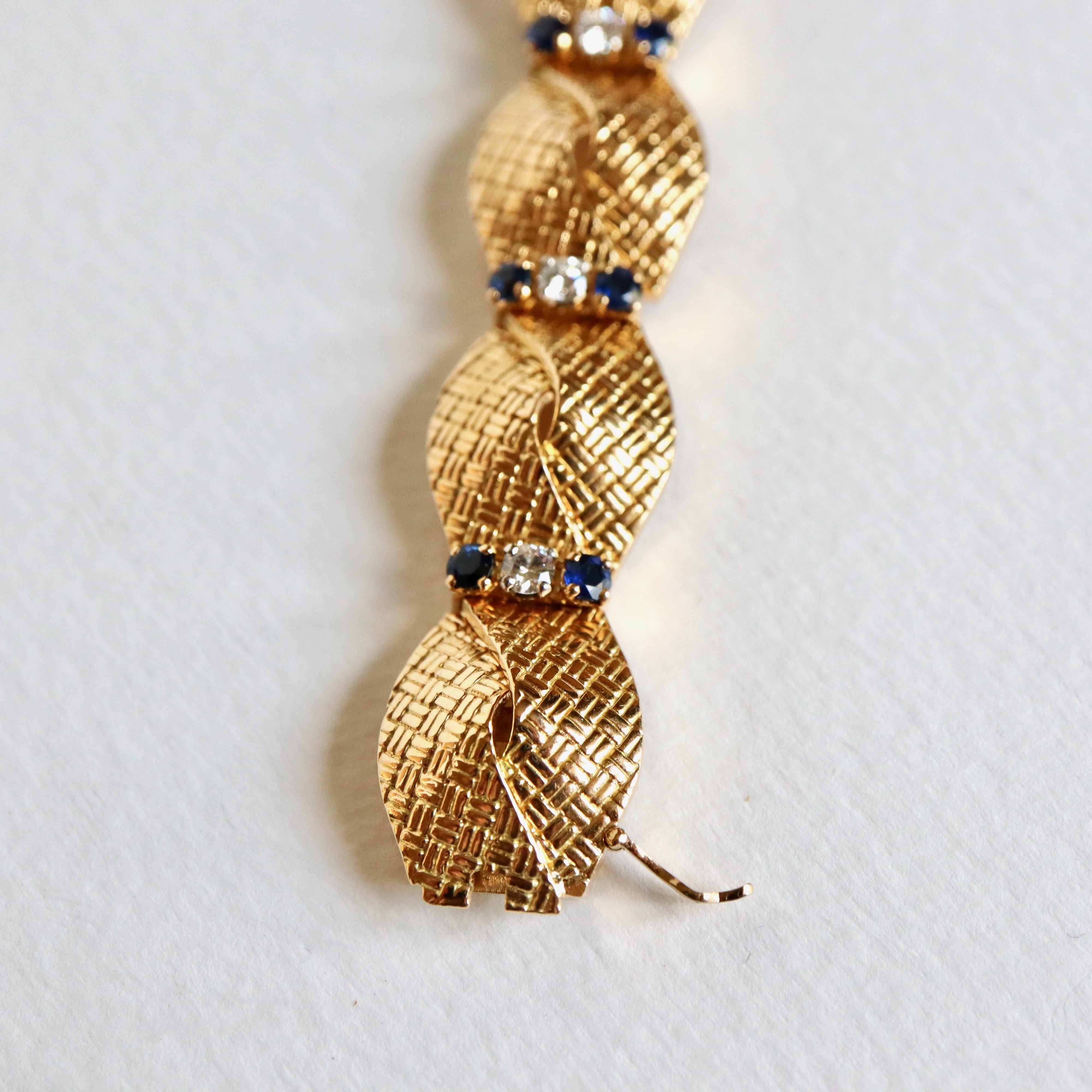 Bracelet Boucheron, saphirs et diamants, circa 1960, or jaune 18 carats en vente 3