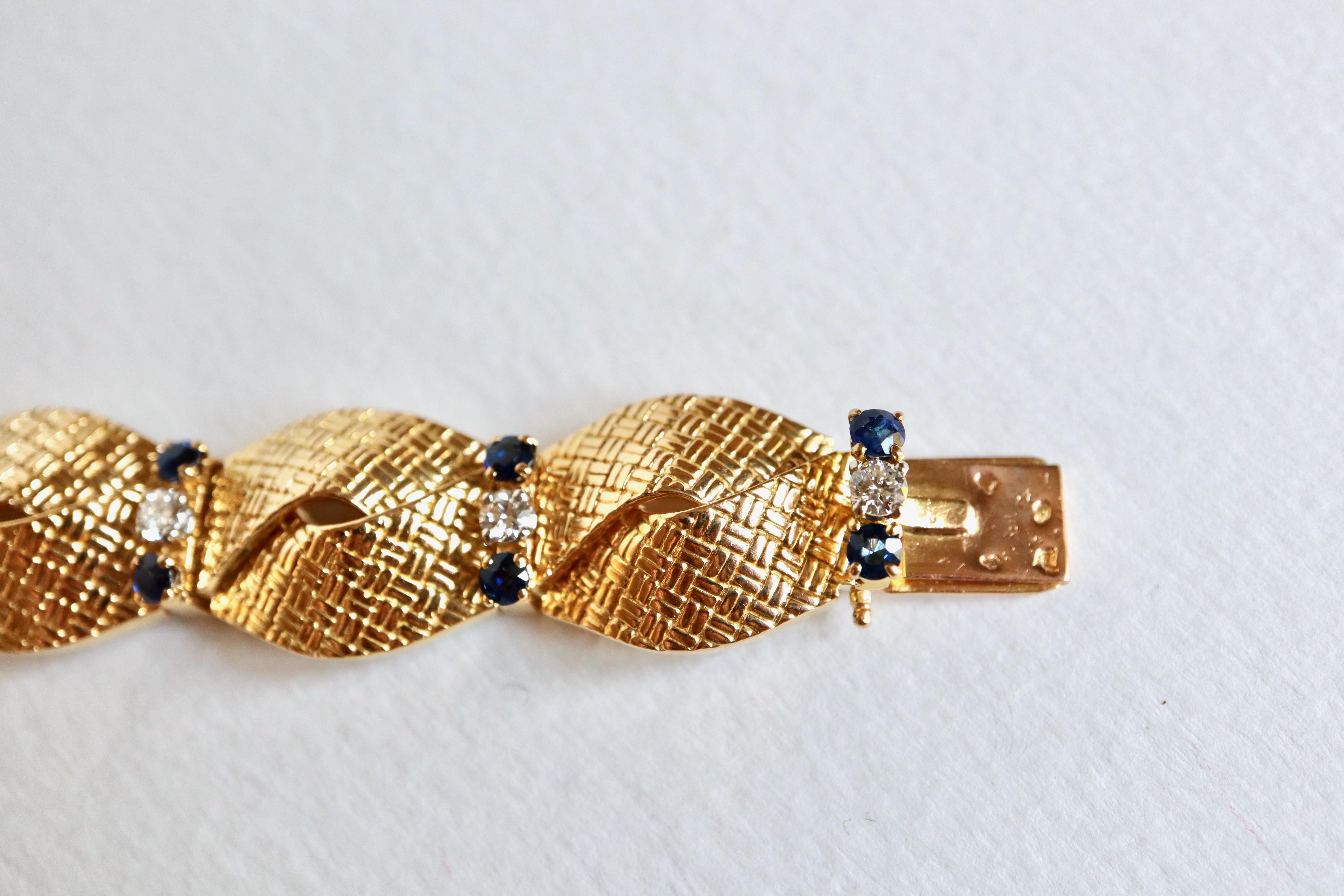 Bracelet Boucheron, saphirs et diamants, circa 1960, or jaune 18 carats en vente 4