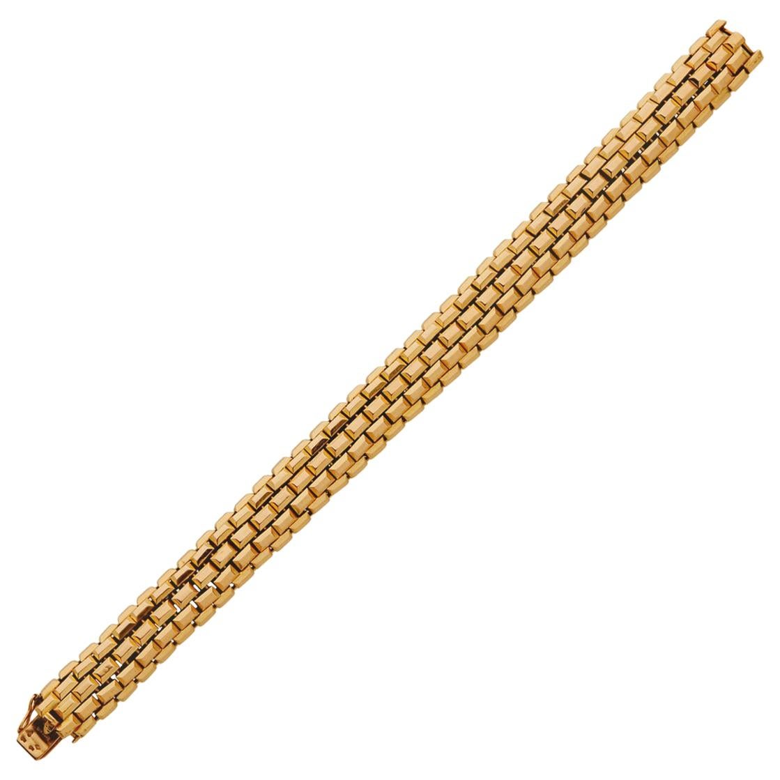 Boucheron Brick Yellow Gold Chain Bracelet For Sale